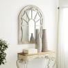 imageDeco 79 Wood Room Wall Mirror Window Pane Inspired Entryway Mirror with Arched Top Wall Mounted Mirror 36quot x 1quot x 44quot Cream