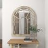 imageDeco 79 Wood Room Wall Mirror Window Pane Inspired Entryway Mirror with Arched Top Wall Mounted Mirror 36quot x 1quot x 44quot Cream