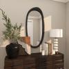 imageDeco 79 Wooden Room Wall Mirror Abstract Oval Entryway Mirror Wall Mounted Mirror 24quot x 1quot x 51quot Black244L x 13W