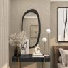 imageDeco 79 Wooden Room Wall Mirror Abstract Oval Entryway Mirror Wall Mounted Mirror 24quot x 1quot x 51quot Black244L x 13W