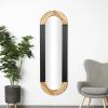 imageDeco 79 Wooden Room Wall Mirror Oval Entryway Mirror with Dimensional Carved Frame and Black Detailing Wall Mounted Mirror 22quot x 1quot x 68quot Black