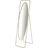 imageDeco 79 Metal Geometric Room Floor Mirror Oval Entryway Mirror with Rectangular Frame and Stand Free Standing Mirror 17quot x 20quot x 66quot Gold