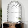 imageDeco 79 Metal Room Wall Mirror Window Pane Inspired Entryway Mirror with Arched Top Wall Mounted Mirror 34quot x 2quot x 52quot White