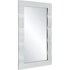 imageDeco 79 Glass Room Floor Mirror Wavy Entryway Mirror with Linear Striped Panels Free Standing Mirror 49quot x 2quot x 83quot Silver