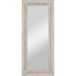 imageDeco 79 Mango Wood Scroll Vine Wall Mirror with Brown Carved Detail 36quot x 2quot x 84quot White