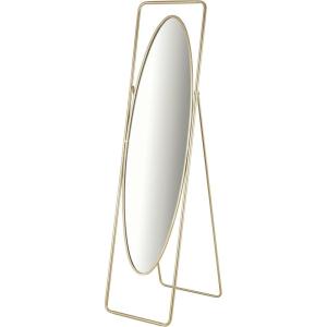 imageDeco 79 Metal Geometric Room Floor Mirror Oval Entryway Mirror with Rectangular Frame and Stand Free Standing Mirror 17quot x 20quot x 66quot Gold