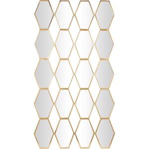 imageDeco 79 Metal Geometric Wall Mirror with Diamond and Hexagon Shaped Mirrors 29quot x 1quot x 53quot Gold