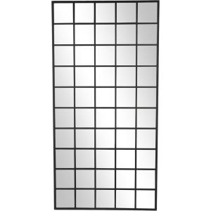 imageDeco 79 Metal Room Floor Mirror Window Pane Inspired Entryway Mirror Free Standing Mirror 40quot x 1quot x 79quot Black