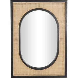 imageDeco 79 Rattan Room Wall Mirror Entryway Mirror with Black Accent Frames Wall Mounted Mirror 30quot x 2quot x 42quot Brown