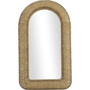 imageDeco 79 Rattan Room Wall Mirror Woven Entryway Mirror with Arched Top Wall Mounted Mirror 27quot x 3quot x 48quot Brown
