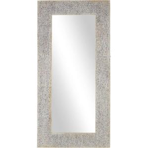 imageDeco 79 Teak Wood Room Floor Mirror Mosaic Entryway Mirror with Brown Inner Frame Free Standing Mirror 39quot x 2quot x 78quot Beige