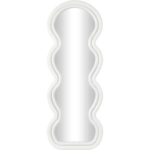 imageDeco 79 Velvet Room Wall Mirror Abstract Wavy Entryway Mirror with Layered Frame Wall Mounted Mirror 24quot x 1quot x 63quot BlackWhite