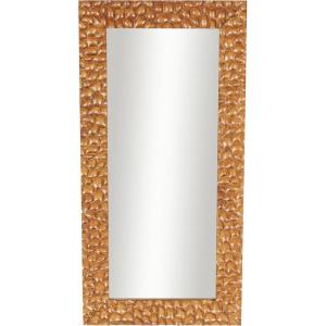 imageDeco 79 Wood Geometric Room Floor Mirror Textured Concave Honeycomb Entryway Mirror Free Standing Mirror 24quot x 1quot x 48quot Brown
