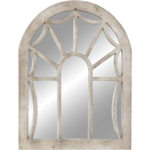 imageDeco 79 Wood Room Wall Mirror Window Pane Inspired Entryway Mirror with Arched Top Wall Mounted Mirror 36quot x 1quot x 44quot Cream