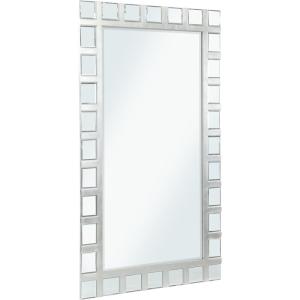 imageDeco 79 Wooden Geometric Room Floor Mirror Entryway Mirror with Square Mirrored Insert Frame Free Standing Mirror 49quot x 1quot x 83quot Silver
