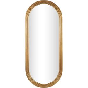 imageDeco 79 Wooden Room Wall Mirror Oval Entryway Mirror with Dimensional Carved Frame Wall Mounted Mirror 22quot x 1quot x 51quot BrownBrown
