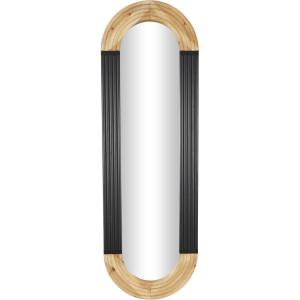 imageDeco 79 Wooden Room Wall Mirror Oval Entryway Mirror with Dimensional Carved Frame and Black Detailing Wall Mounted Mirror 22quot x 1quot x 68quot Black