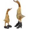 imageDeco 79 Bamboo Wood Duck Decorative Sculpture Home Decor Statues with High Heels and Boots Set of 2 Accent Figurines 17quot 12quotH BrownBrown