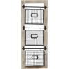 imageDeco 79 Metal 3 Slot Magazine Rack Holder with Wood Frame and Suspended Wire Baskets 14quot x 5quot x 34quot BlackBlack
