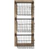 imageDeco 79 Metal 3 Slot Magazine Rack Holder with Wood Frame and Suspended Wire Baskets 14quot x 5quot x 34quot BlackBlack