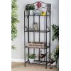 imageDeco 79 Metal Floral Indoor Outdoor Tall Folding 4 Shelf Bakers Rack 25quot x 12quot x 68quot Black25 x 12 x 68