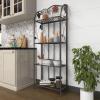 imageDeco 79 Metal Floral Indoor Outdoor Tall Folding 4 Shelf Bakers Rack 25quot x 12quot x 68quot Black25 x 12 x 68
