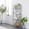 imageDeco 79 Metal Floral Indoor Outdoor Tall Folding 4 Shelf Bakers Rack 25quot x 12quot x 68quot Black25 x 12 x 68