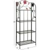 imageDeco 79 Metal Floral Indoor Outdoor Tall Folding 4 Shelf Bakers Rack 25quot x 12quot x 68quot Black25 x 12 x 68