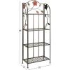 imageDeco 79 Metal Floral Indoor Outdoor Tall Folding 4 Shelf Bakers Rack 25quot x 12quot x 68quot Black25 x 12 x 68