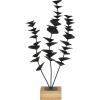 imageDeco 79 Metal Leaf Decorative Sculpture Home Decor Statue with Wood Base Accent Figurine 9quot x 4quot x 18quot Black