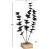 imageDeco 79 Metal Leaf Decorative Sculpture Home Decor Statue with Wood Base Accent Figurine 9quot x 4quot x 18quot Black