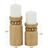 imageDeco 79 Wood Decorative Candle Holder Beaded Pillar Candle Stand Set of 2 Candlestick Holder 8quot 6quotH BrownBrown