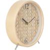 imageDeco 79 Wood Decorative Clock Woven Chevron Patterned Mantel Clock with Silver Legs Tabletop Clock 7quot x 2quot x 7quot Light BrownLight Brown