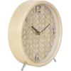 imageDeco 79 Wood Decorative Clock Woven Chevron Patterned Mantel Clock with Silver Legs Tabletop Clock 7quot x 2quot x 7quot Light BrownLight Brown