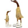 imageDeco 79 Bamboo Wood Duck Decorative Sculpture Home Decor Statues with High Heels and Boots Set of 2 Accent Figurines 17quot 12quotH BrownBrown