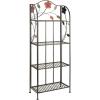 imageDeco 79 Metal Floral Indoor Outdoor Tall Folding 4 Shelf Bakers Rack 25quot x 12quot x 68quot Black25 x 12 x 68