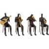 imageDeco 79 Polystone Musician Decorative Sculpture Home Decor Statues with Gold Instruments Set of 4 Accent Figurines 5quotW 8quotH Brown