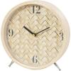 imageDeco 79 Wood Decorative Clock Woven Chevron Patterned Mantel Clock with Silver Legs Tabletop Clock 7quot x 2quot x 7quot Light BrownLight Brown