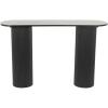 imageDeco 79 Wooden Geometric Oval Console Table with Ribbed Pillar Legs 52quot x 14quot x 33quot BlackBlack