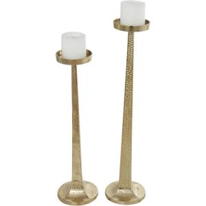 imageDeco 79 Aluminum Metal Decorative Candle Holder Tall Hammered Candle Stand Set of 2 Candlestick Holder 32quot 27quot H Gold