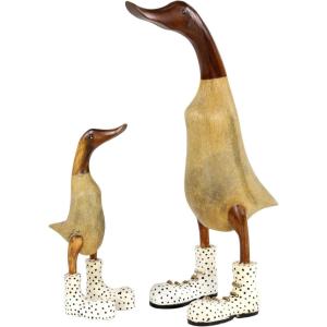 imageDeco 79 Bamboo Wood Duck Decorative Sculpture Home Decor Statues with High Heels and Boots Set of 2 Accent Figurines 17quot 12quotH BrownBrown