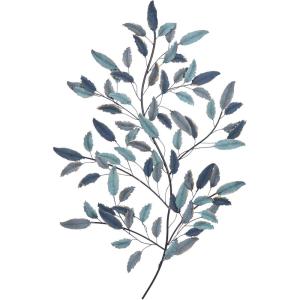 imageDeco 79 Metal Leaf Home Wall Decor Wall Sculpture with Black Stems Wall Art 31quot x 2quot x 45quot BlueBlue