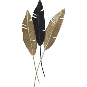 imageDeco 79 Metal Leaf Home Wall Decor Wall Sculpture with Black Stems Wall Art 31quot x 2quot x 45quot BlueGold