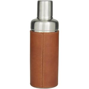imageDeco 79 Leather Handmade Cocktail Shaker with Silver Top 3quot x 3quot x 9quot Brown