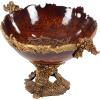 image:imageDeco 79 Polystone Leaf Decorative Decorative Bowl Intricately Carved Arabesque Decorative Container Decorative Keepsake Box 19 x 14 x 11 Gold