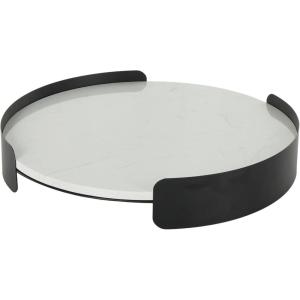 image:imageDeco 79 Marble Living Room Decor Tray Round Ottoman Tray with Black Metal Frame Serving Tray 19 x 19 x 3 WhiteWhite