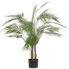 image:imageDeco 79 Faux Foliage Kwai Palm Artificial Plant with Black Round Pot 30 x 32 x 46 Green