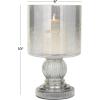 image:imageDeco 79 Glass Handmade Turned Style Pillar Hurricane Lamp with Smoked Glass Finish 6 x 6 x 10 Black