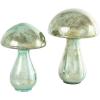image:imageDeco 79 Glass Mushroom Handmade Decorative Sculpture Glossy Weathered Home Decor Statues Set of 2 Accent Figurines 12 10H ChampagneGreen