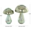 image:imageDeco 79 Glass Mushroom Handmade Decorative Sculpture Glossy Weathered Home Decor Statues Set of 2 Accent Figurines 12 10H ChampagneGreen